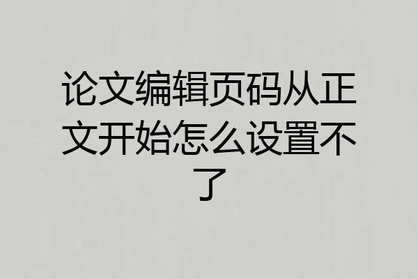 论文编辑页码从正文开始怎么设置不了