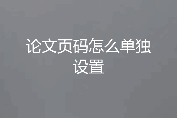 论文页码怎么单独设置