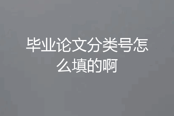 毕业论文分类号怎么填的啊