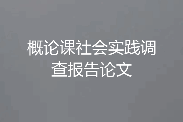 概论课社会实践调查报告论文