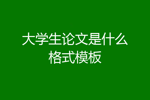 大学生论文是什么格式模板