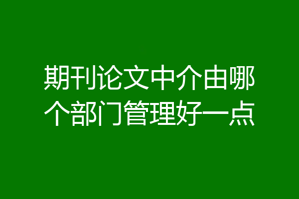期刊论文中介由哪个部门管理好一点