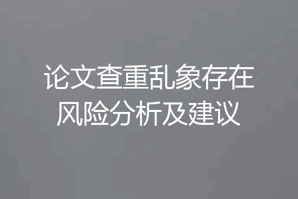 论文查重乱象存在风险分析及建议