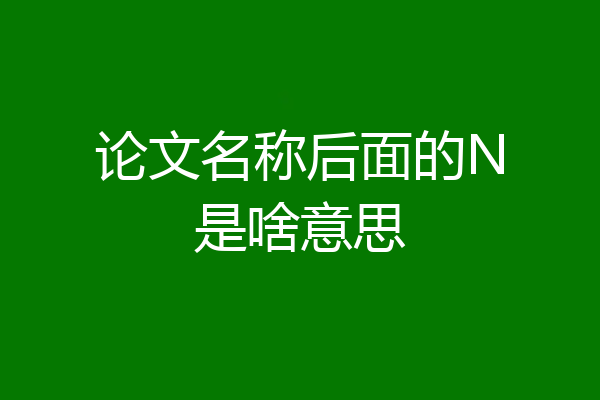 论文名称后面的N是啥意思