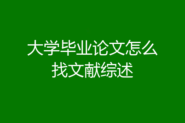 大学毕业论文怎么找文献综述