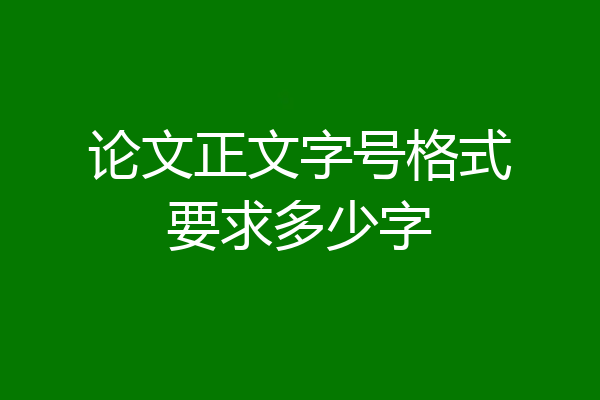 论文正文字号格式要求多少字