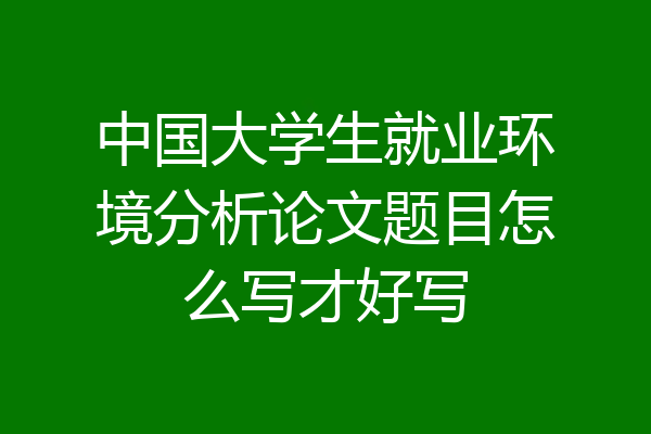 中国大学生就业环境分析论文题目怎么写才好写