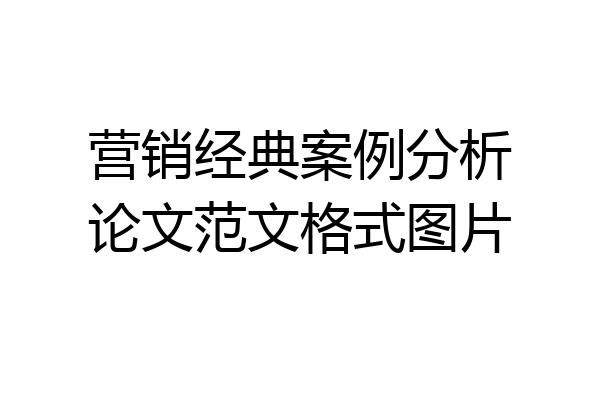 营销经典案例分析论文范文格式图片
