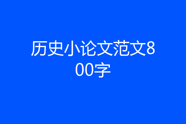 历史小论文范文800字