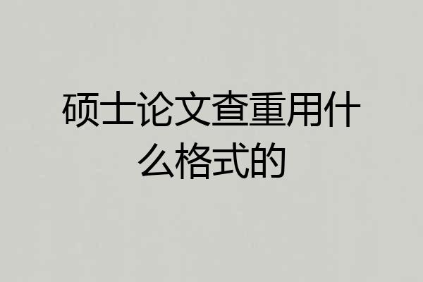 硕士论文查重用什么格式的