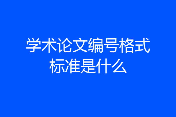 学术论文编号格式标准是什么