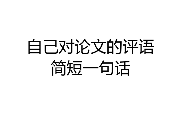 自己对论文的评语简短一句话