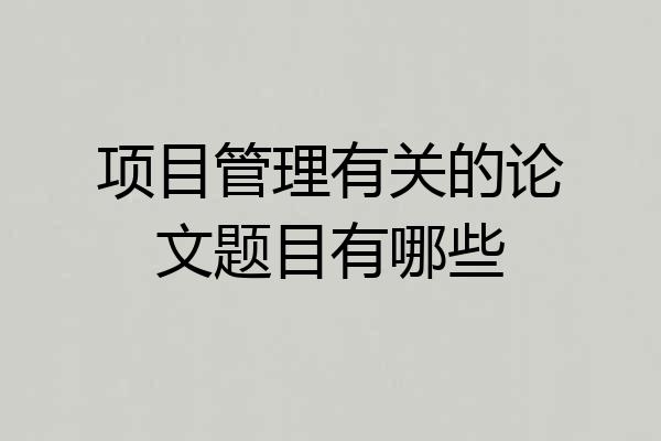 项目管理有关的论文题目有哪些