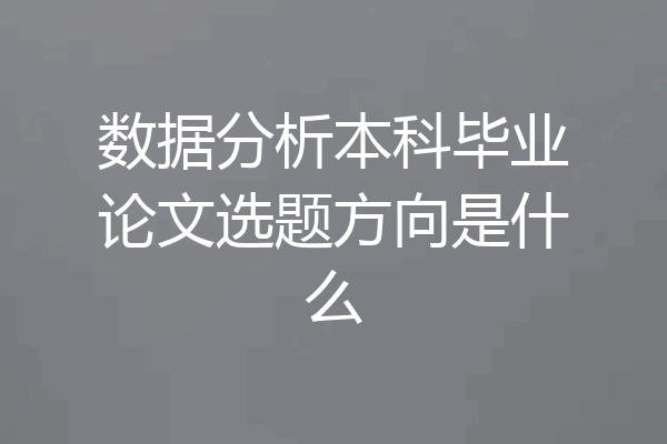 数据分析本科毕业论文选题方向是什么