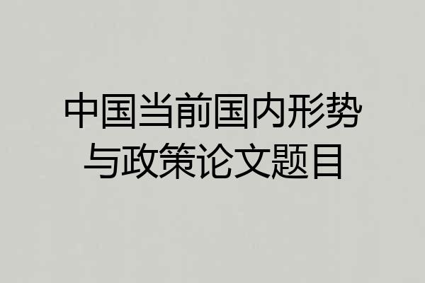 中国当前国内形势与政策论文题目