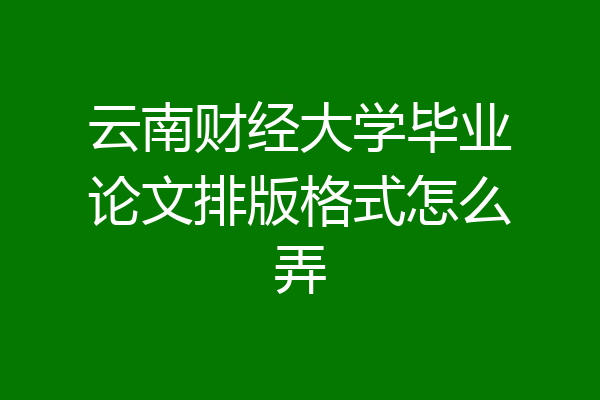 云南财经大学毕业论文排版格式怎么弄