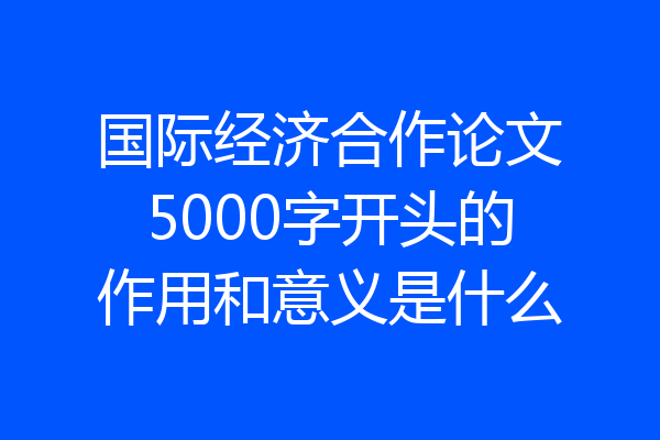 国际经济合作论文5000字开头的作用和意义是什么