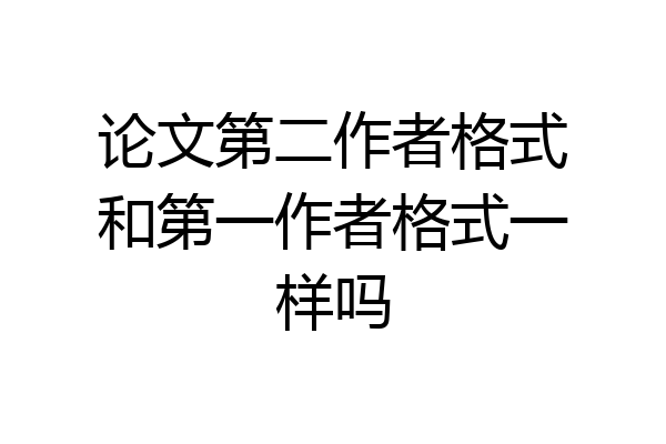 论文第二作者格式和第一作者格式一样吗
