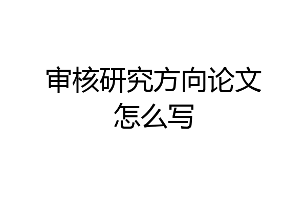 审核研究方向论文怎么写
