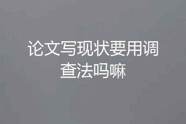 论文写现状要用调查法吗嘛