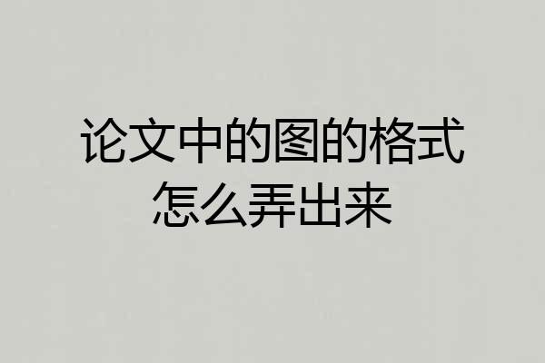 论文中的图的格式怎么弄出来