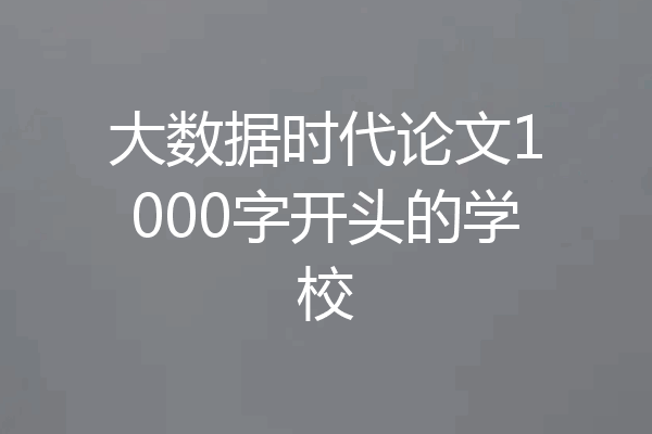 大数据时代论文1000字开头的学校