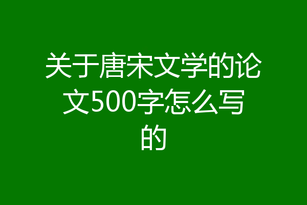 关于唐宋文学的论文500字怎么写的