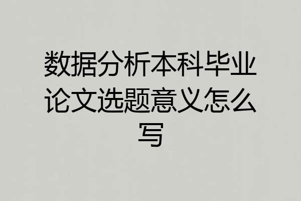 数据分析本科毕业论文选题意义怎么写