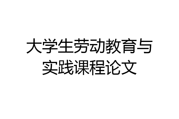 大学生劳动教育与实践课程论文
