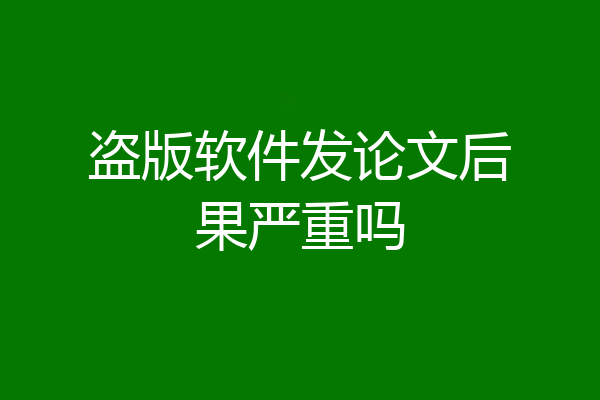盗版软件发论文后果严重吗