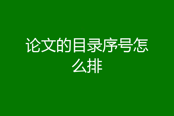 论文的目录序号怎么排