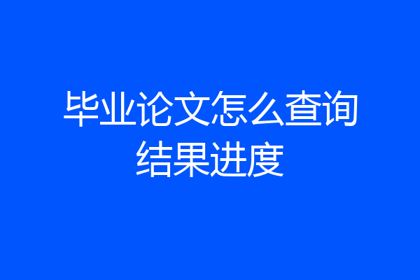 毕业论文怎么查询结果进度