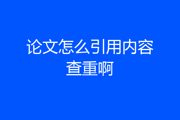 论文怎么引用内容查重啊