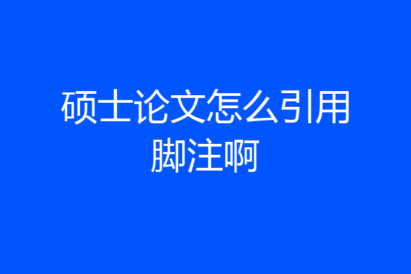 硕士论文怎么引用脚注啊