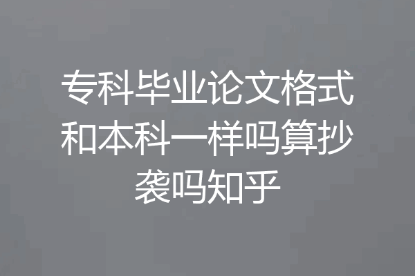 专科毕业论文格式和本科一样吗算抄袭吗知乎