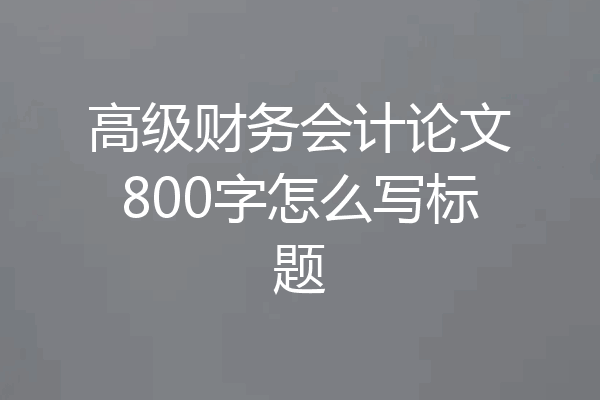 高级财务会计论文800字怎么写标题