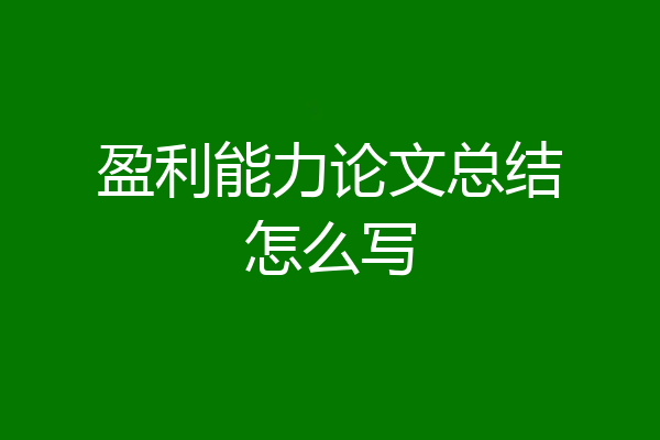 盈利能力论文总结怎么写