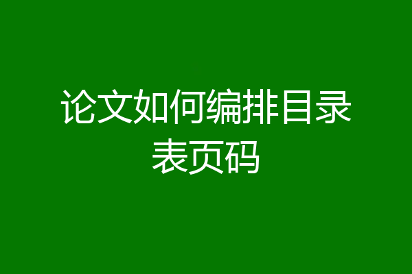 论文如何编排目录表页码