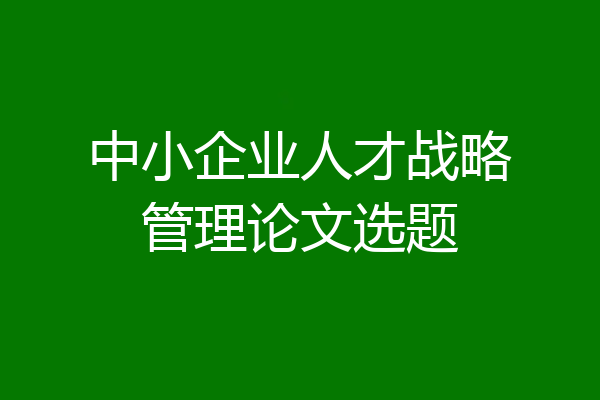 中小企业人才战略管理论文选题