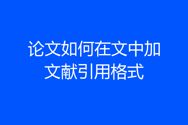 论文如何在文中加文献引用格式
