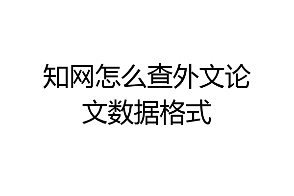 知网怎么查外文论文数据格式