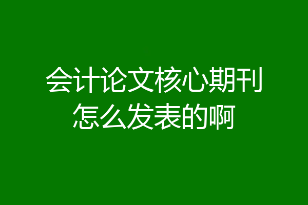 会计论文核心期刊怎么发表的啊