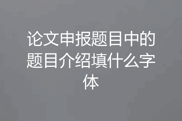 论文申报题目中的题目介绍填什么字体