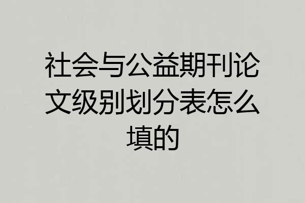 社会与公益期刊论文级别划分表怎么填的