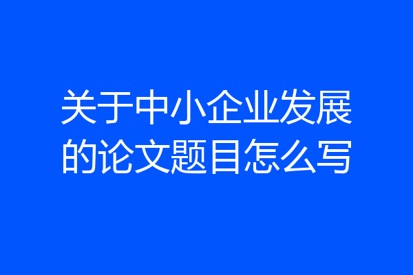 关于中小企业发展的论文题目怎么写