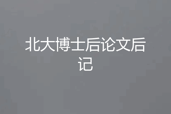 北大博士后论文后记