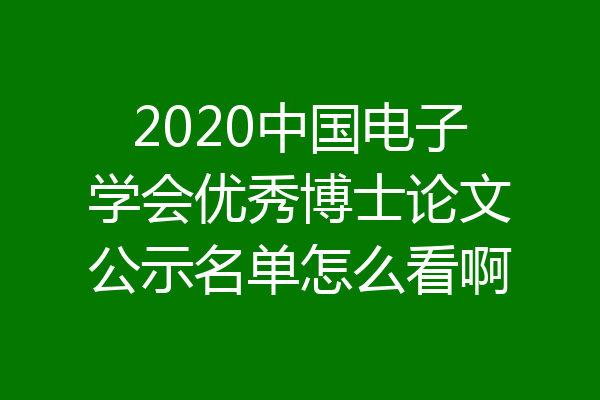 2020中国电子学会优秀博士论文公示名单怎么看啊