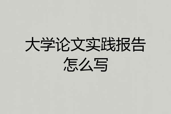 大学论文实践报告怎么写