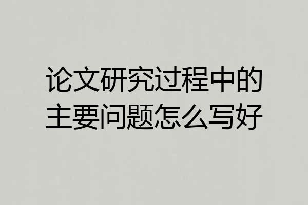论文研究过程中的主要问题怎么写好