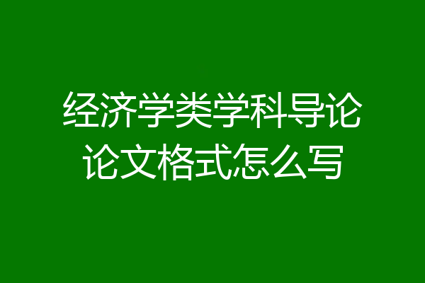 经济学类学科导论论文格式怎么写